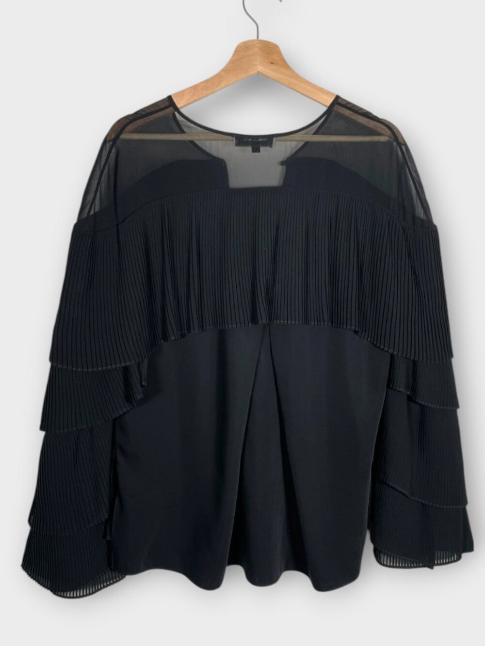 Prabal Gurung Pleated Sleeve Button Up Top Sz 10 Black Whimsigosh Romantic Boho - Picture 5 of 8